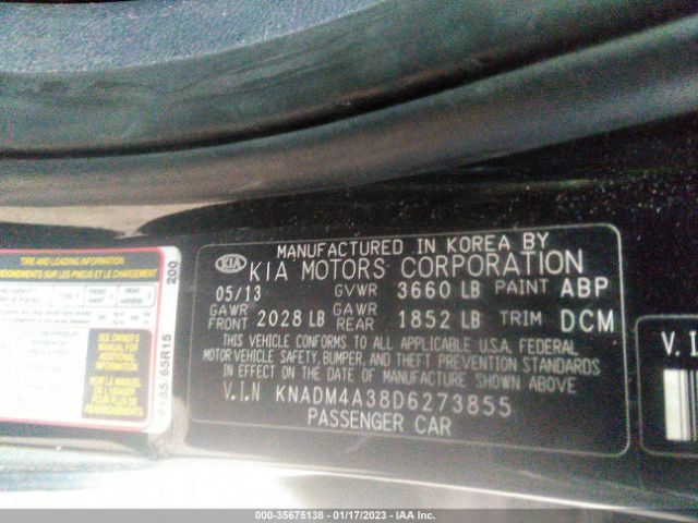 KNADM4A38D6273855 KIA RIO LX