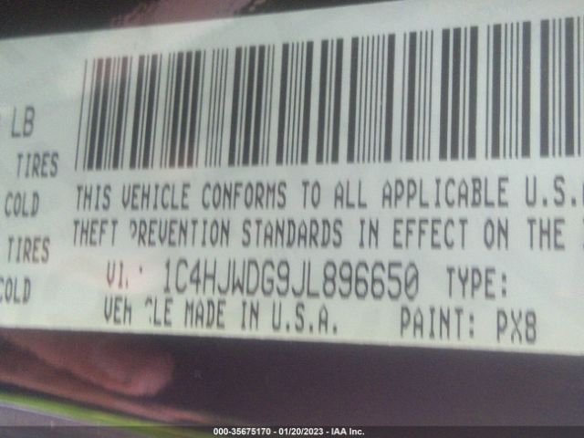 1C4HJWDG9JL896650 Jeep Wrangler Jk Unlimited Sport S