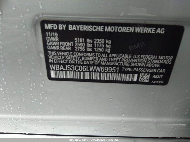 2020 BMW 5 Series, VIN: WBAJS3C06LWW69951