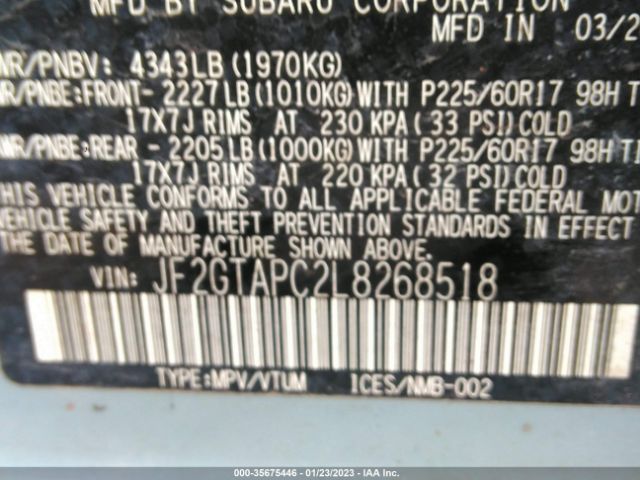 JF2GTAPC2L8268518 Subaru Crosstrek Premium