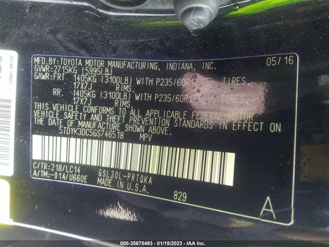 Toyota Sienna 2016 5TDYK3DC5GS746518 Image 10