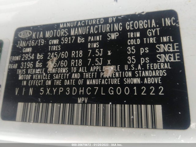 2020 Kia Telluride, VIN: 5XYP3DHC7LG001222