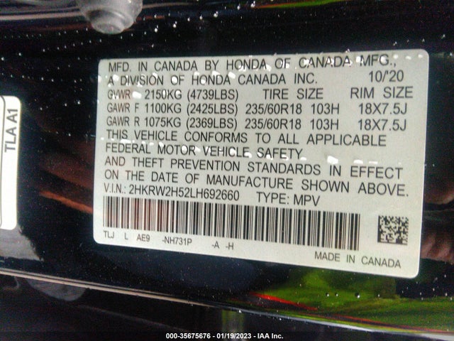 Honda CR-V EX 2020 2HKRW2H52LH692660 Image 11