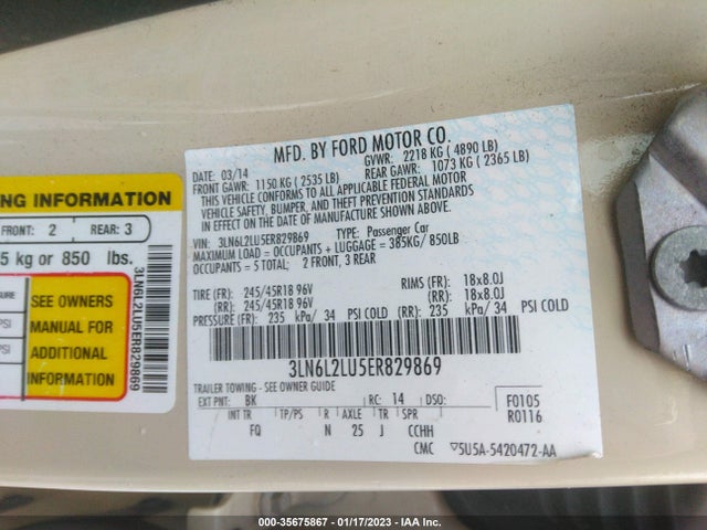 Lincoln MKZ HYBRID 2014 3LN6L2LU5ER829869 Image 9