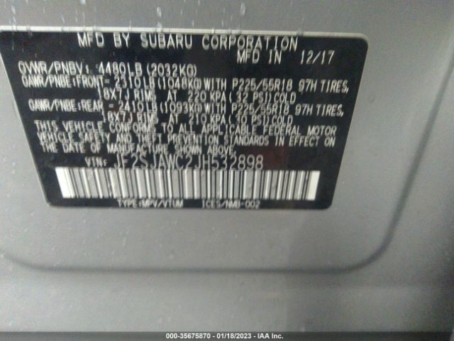 JF2SJAWC2JH532898 Subaru Forester Touring