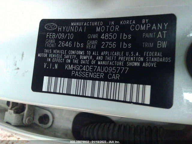 Hyundai Genesis 2010 KMHGC4DE7AU095777 Image 10