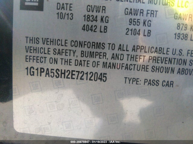Chevrolet CRUZE LS 2014 1G1PA5SH2E7212045 Image 10