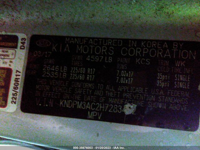KNDPM3AC2H7283422 KIA Sportage Lx