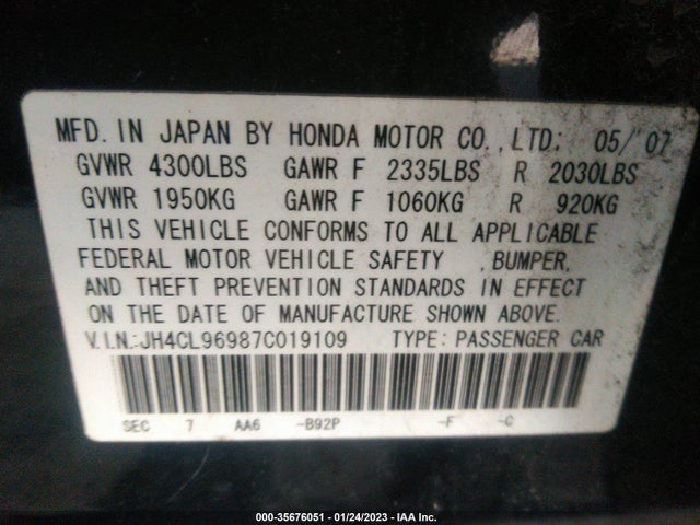 JH4CL96987C019109 Acura Tsx Navi