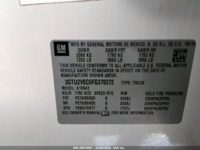 3GTU2VEC6FG378372 GMC Sierra 1500 Slt