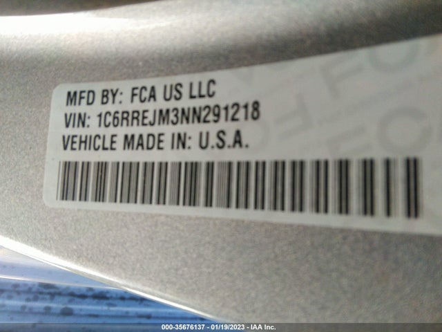 2022 RAM 1500 LARAMIE VIN: 1C6RREJM3NN291218