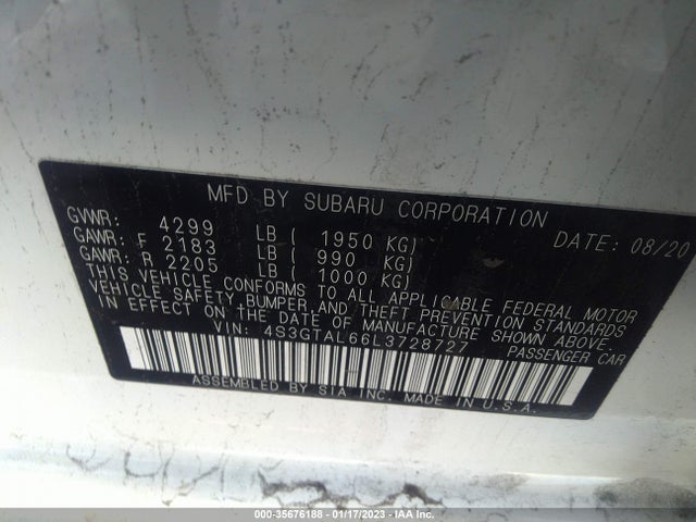 Subaru Impreza Sport 2020 4S3GTAL66L3728727 Image 11