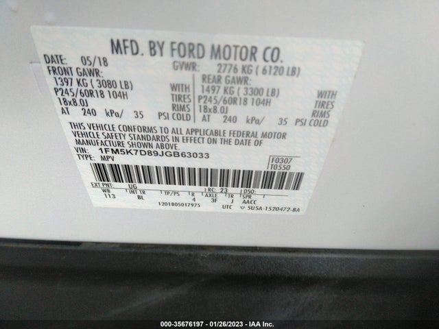 2018 Ford Explorer, VIN: 1FM5K7D89JGB63033
