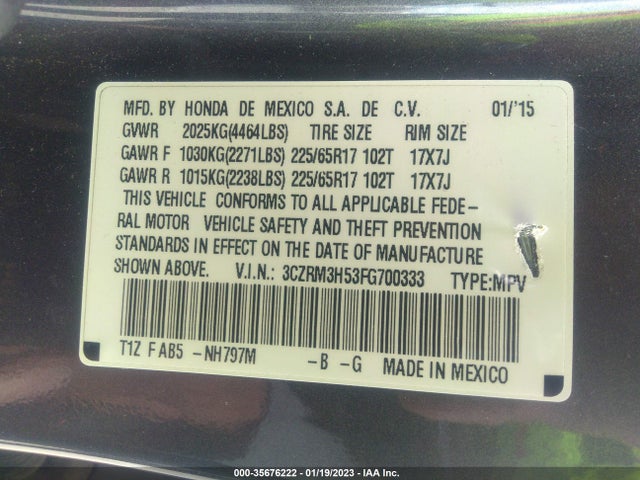 Honda CR-V EX 2015 3CZRM3H53FG700333 Image 11