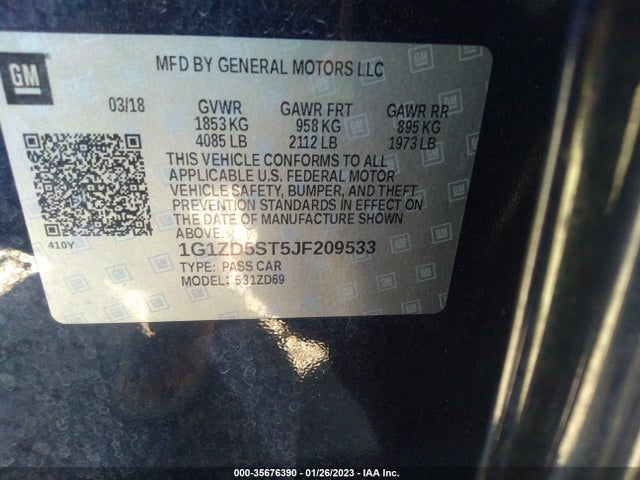 Chevrolet MALIBU LT 2018 1G1ZD5ST5JF209533 Image 9