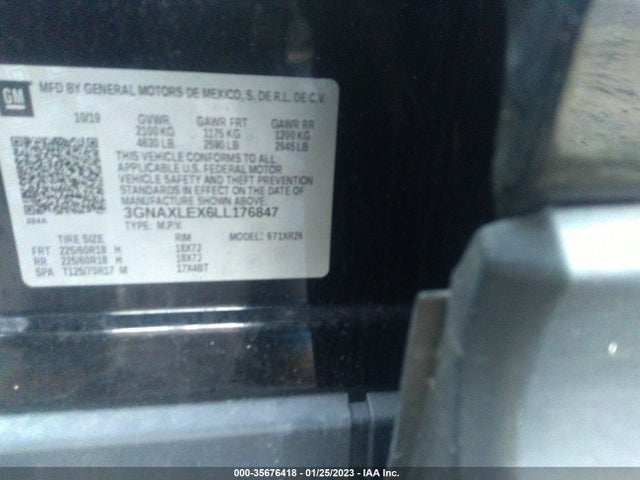 2020 Chevrolet Equinox, VIN: 3GNAXLEX6LL176847