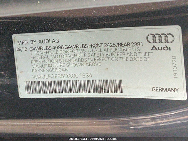 Audi A5 2013 WAULFAFR5DA001634 Image 9