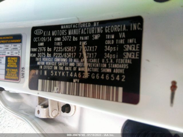 5XYKT4A62FG646542 KIA SORENTO LX