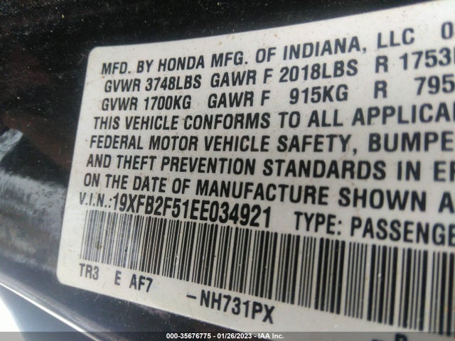 Honda Civic Sedan Lx 2014 19XFB2F51EE034921 Image 10