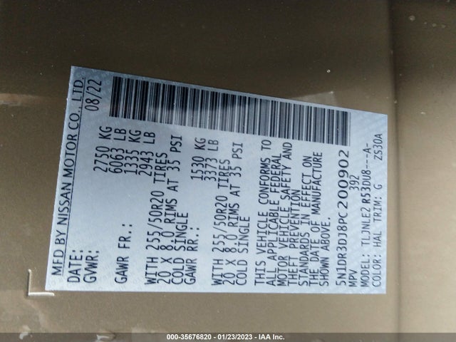 2023 Nissan Pathfinder, VIN: 5N1DR3DJ8PC200902