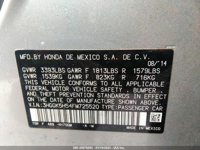 Honda FIT LX 2015 3HGGK5H54FM725520 Image 9