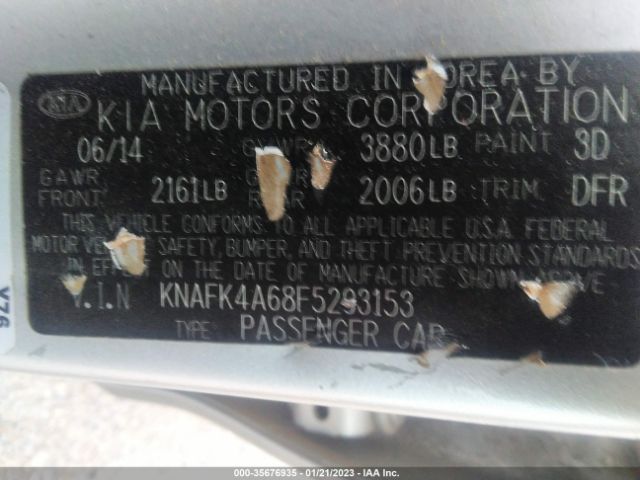 KNAFK4A68F5293153 KIA FORTE LX