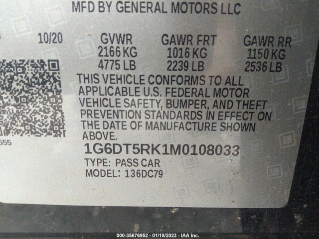 1G6DT5RK1M0108033 Cadillac Ct5 Premium Luxury