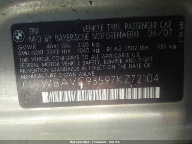 WBAVC93597KZ72104 BMW 3 Series 328xi