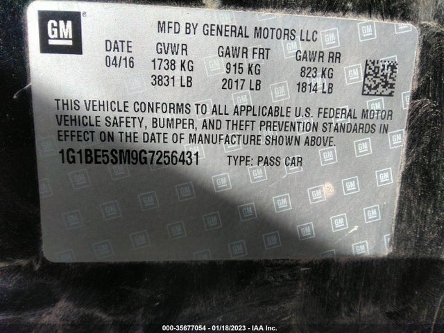 Chevrolet CRUZE LT 2016 1G1BE5SM9G7256431 Image 9