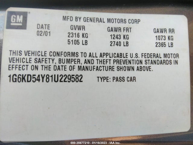 Cadillac Deville 2001 1G6KD54Y81U229582 Image 10