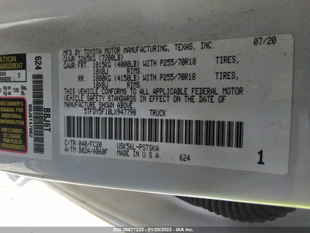 2020 Toyota Tundra, VIN: 5TFDY5F10LX947798