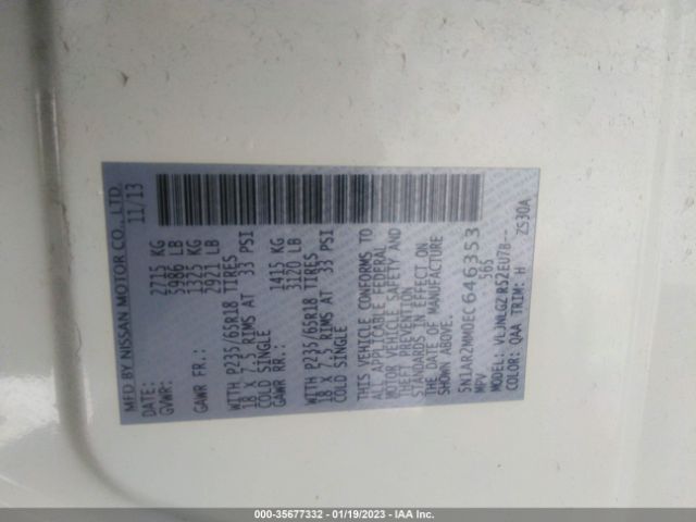 5N1AR2MM0EC646353 Nissan Pathfinder Sl