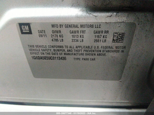 Cadillac CTS SEDAN 2012 1G6DA5E59C0113436 Image 9