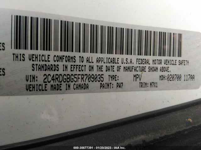 2015 Dodge Grand Caravan, VIN: 2C4RDGBG5FR709035