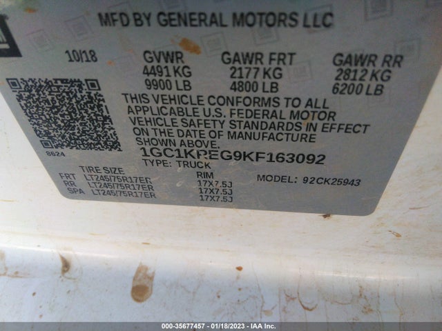 2019 Chevrolet Silverado 2500, VIN: 1GC1KREG9KF163092