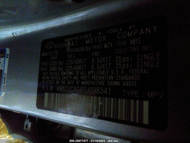 2015 Hyundai Tucson, VIN: KM8JUCAG4FU098341