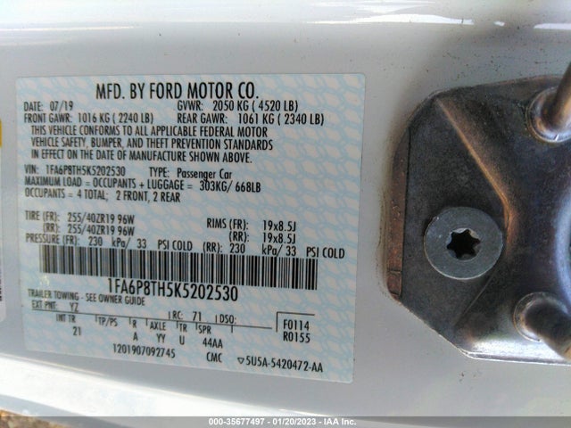 2019 Ford Mustang, VIN: 1FA6P8TH5K5202530