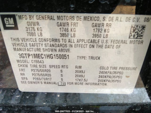 3GTP1MEC1HG150051 GMC Sierra 1500 Sle