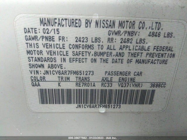 Продажа на аукционе авто 2015 Infiniti Q40, vin: JN1CV6AR7FM651273, номер лота: 35677562