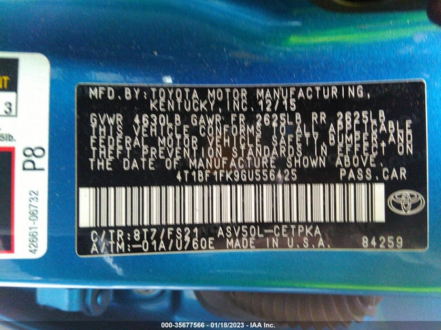 Toyota Camry 2016 4T1BF1FK9GU556425 Image 10