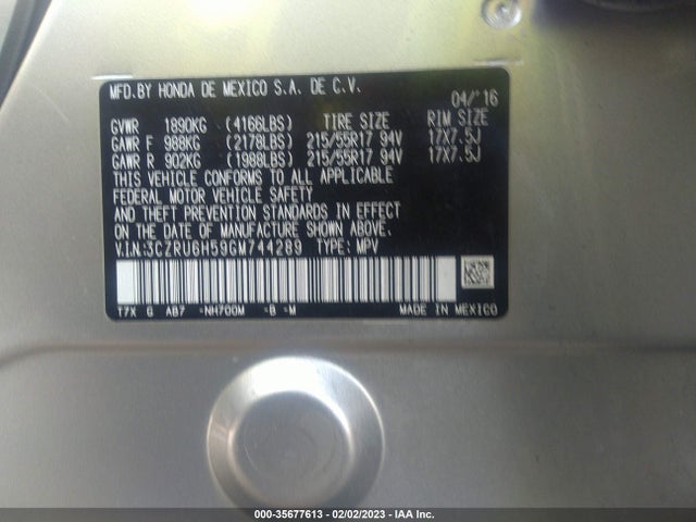 Honda HR-V EX 2016 3CZRU6H59GM744289 Image 10