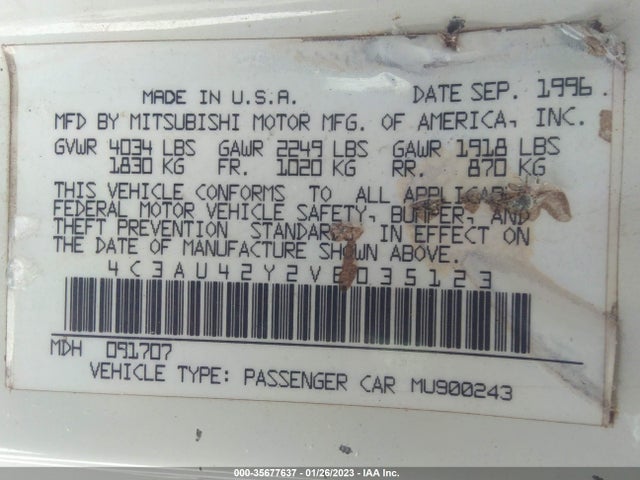 Chrysler Sebring 1997 4C3AU42Y2VE035123 Image 10
