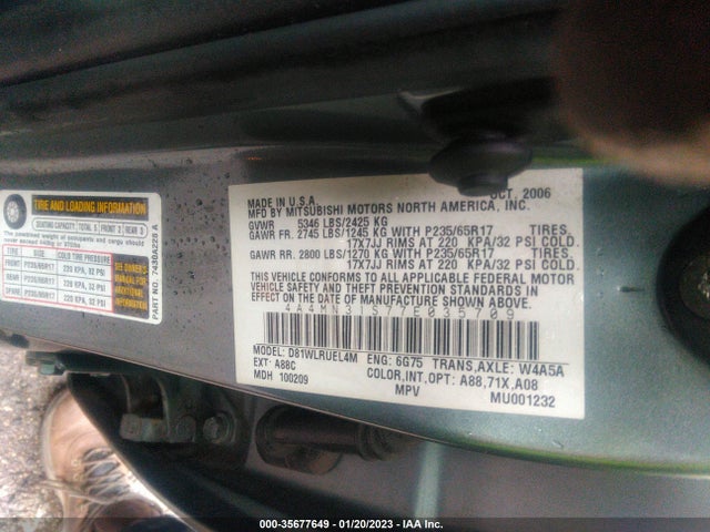 4A4MN31S77E035709 Mitsubishi Endeavor Se
