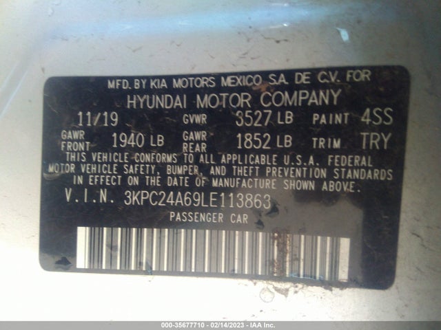 Hyundai Accent Sel 2020 3KPC24A69LE113863 Image 11