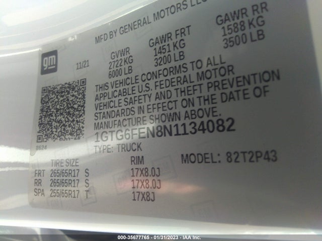 GMC Canyon 4wd At4 W/leather 2022 1GTG6FEN8N1134082 Image 10