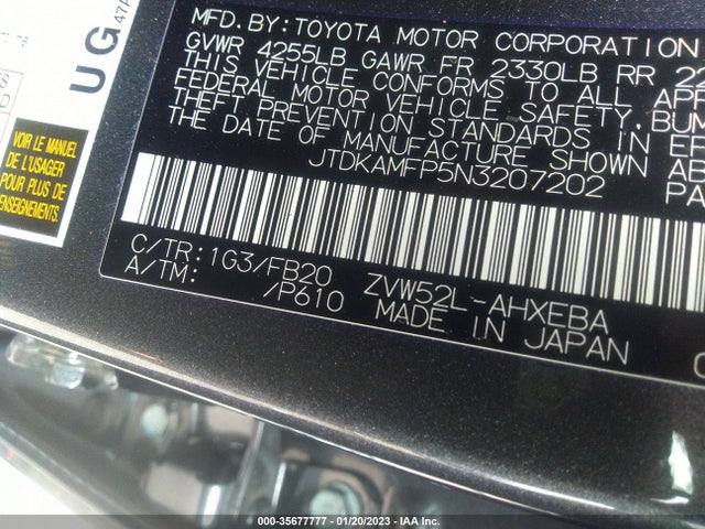 2022 Toyota Prius, VIN: JTDKAMFP5N3207202