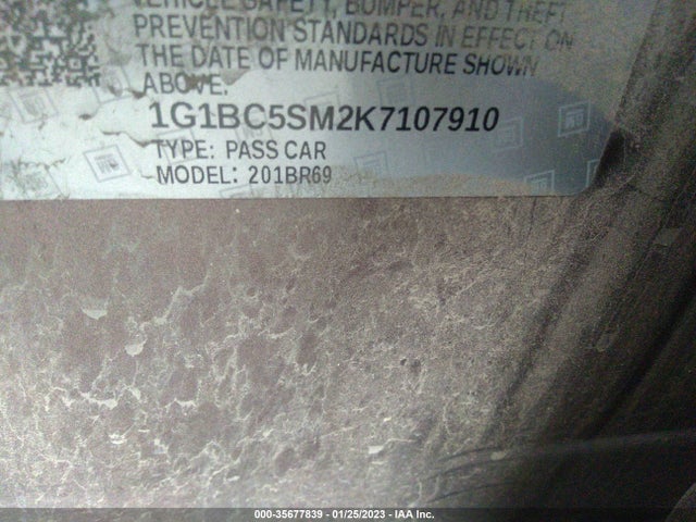 2019 Chevrolet Cruze, VIN: 1G1BC5SM2K7107910