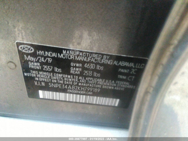 Hyundai Sonata Limited 2019 5NPE34AB2KH799189 Image 9
