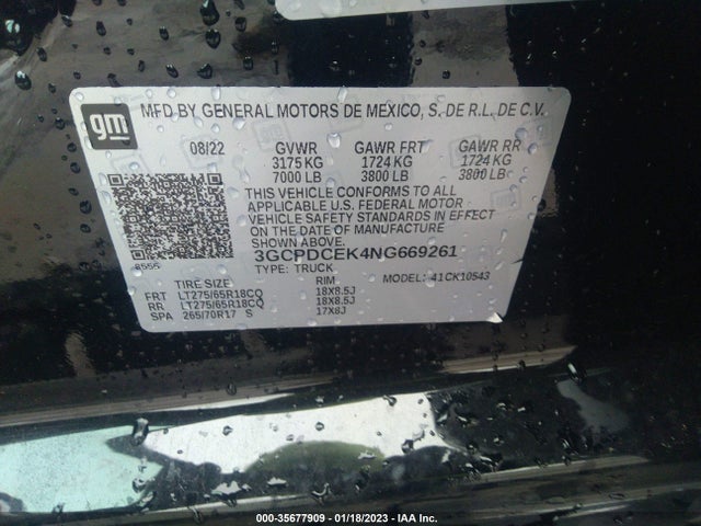 Chevrolet Silverado 1500 Custom Trail Boss 2022 3GCPDCEK4NG669261 Image 11