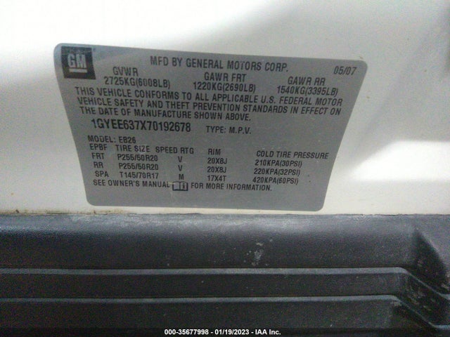 1GYEE637X70192678 Cadillac SRX
